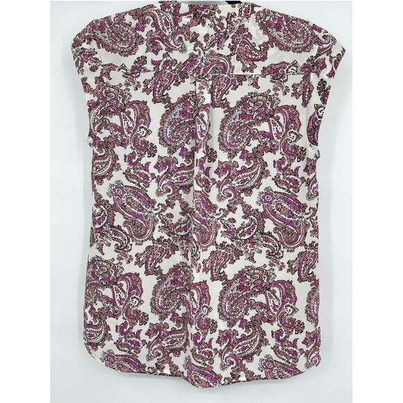 The Limited Womens Purple White Paisley Sleeveless Blouse Button Front Top Small - Picture 3 of 10